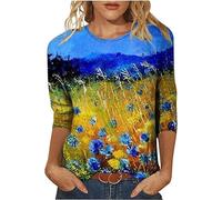 Camicetta da Donna Party Elegante Manica Lunga Top per Lavoro UK T-Shirt Stampata Camicetta Mezza Lunghezza Maniche 3/4 Girocollo Top Casual Top Estivi Saldi Moda Tunica Top Camicie Felpa Allentata