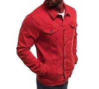 Camicetta da lavoro a maniche lunghe in denim con bottoni, Rosso, M