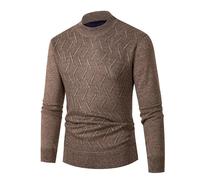 Camicetta da uomo a collo alto a maniche lunghe da uomo tinta unita a collo alto camicetta casual basic con collo a lupetto maglietta intima, cachi, L