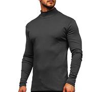 Camicetta da uomo a collo alto a maniche lunghe, elasticizzata, aderente, a collo alto, leggera, termica, Grigio, M