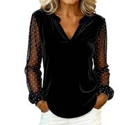Camicetta Donna Velluto Casual Camicie in Scollo a V Inverno Aderente Curvy Camicette Sexy Maniche Lunghe Morbido Camicia Elegante Moda Tinta Unita Pullover Capodanno e Carnevale Cerimonia