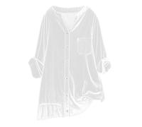 Camicetta Donna Velluto Casual Pullover in Scollo a V con Tasche Inverno Elegante Moda Camicia Aderente Maniche Lunghe Morbido Camicette Sexy Curvy Camicie Tinta Unita Cerimonia Capodanno e Carnevale
