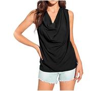 Camicetta Drappeggiata Senza Maniche con Scollo all' Top Canotta Donna con Collo ad Anello Asimmetrico Orlo Increspato Elegante Canottiera Estive Basic Camisole Sexy Tank Top per Uscire Club Party