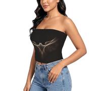 Camicetta estiva da donna senza spalline, a doppio strato, elasticizzata | Wings of Starlight - Camicetta senza spalline con stampa, stile casual, per l'estate, per tutti i giorni, feste, ufficio
