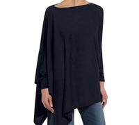 Camicetta estiva donna manica lunga a maniche lunghe irregolare della vernice normale di progettazione della fabbrica delle donne Camicetta estiva delle signore manica corta, Blu marino, XXL