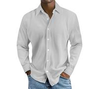 Camicetta formale da uomo a maniche lunghe da lavoro camicia da uomo con risvolto in velluto a coste manica lunga rughe casual button down lavoro Overshirt shackets per uomo camicetta da ufficio