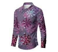 Camicetta formale da uomo a maniche lunghe da lavoro Camicia da uomo Primavera Autunno Inverno Natale Stampa 3D Confortevole Moda Personalità Versatile Tempo Libero Stampa Completa Giù Camicetta da