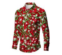 Camicetta formale da uomo a maniche lunghe da lavoro Camicia da uomo Primavera Autunno Inverno Natale Stampa 3D Confortevole Moda Personalità Versatile Tempo Libero Stampa Completa Giù Camicetta da