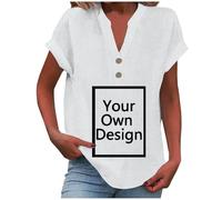 Camicetta in mussola con stampa da donna, personalizzata, maglietta con logo immagine sul davanti, regalo di personalizzazione esclusivo, scollo a V, maniche corte, top estivo, bianco, S
