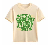 Camicetta in pizzo casual, a maniche corte St. Day Middle and Large Children's Retro Personality 2D Printing Children's Loose Short Sleeved Baby Boy Camicia, beige., 4-5 Jahre