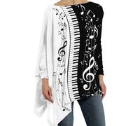 Camicetta lunga da donna, stampa floreale pullover girocollo a maniche lunghe top a tunica eleganti abiti a tunica per uscire top bianco camicia oversize boho streetwear plus size basic manica lunga
