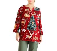 Camicetta natalizia da donna 2025 maglietta 2024 maglioni natalizi da donna con stampa fiocco di neve 3/manica bottone scollo a V top casual vacanze camicie natalizie tuniche per la vita quotidiana