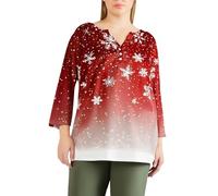 Camicetta natalizia da donna 2025 maglietta 2024 maglioni natalizi da donna con stampa fiocco di neve 3/manica bottone scollo a V top casual vacanze camicie natalizie tuniche per la vita quotidiana