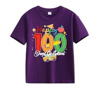 Camicetta nera in pizzo per ragazze e ragazzi casual, a maniche corte, 100 giorni di scuola, opening 100 Days Anniversary Personality Loose Short Sleeved Donna Top 48, Lilla, 4-5 Jahre