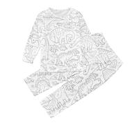 Camicetta per bambini dipinta a mano, set Pajama per ragazzo e ragazza, carino, nero, bianco, 2 pezzi, bianco, 9-10 Jahre