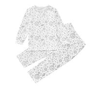 Camicetta per bambini dipinta a mano, set Pajama per ragazzo e ragazza, carino, nero, bianco, 2 pezzi, grigio., 9-10 Jahre