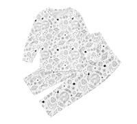 Camicetta per bambini dipinta a mano, set Pajama per ragazzo e ragazza, carino, nero, bianco, 2 pezzi, Nero , 4-5 Jahre