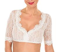 Camicetta per il prato, camicetta nera da donna Dirndl, in pizzo, elegante, bianco, XXL