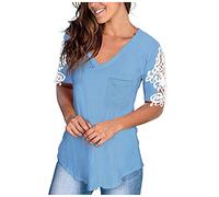 Camicetta per le donne solido quotidiano sciolto Top Oversized T Shirt, Blu, M