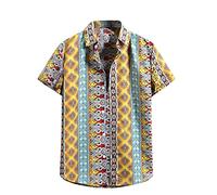 Camicetta Top Uomo Estate Moda Casual Camicia a Fiori Hawaiana T-Shirt Manica Corta (M,110giallo)