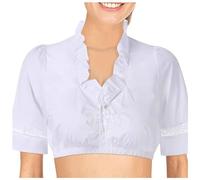 Camicetta tradizionale Dirndl da donna, con scollo a V, a maniche corte, stile bavarese, con coulisse, elegante top in rete, per Oktoberfest