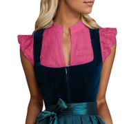 Camicetta tradizionale Dirndl da donna, taglie grandi, in pizzo, a 3/4, con scollo a V, per costume tradizionale bavarese, per Oktoberfest