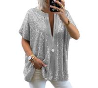 Camicette con Paillettes da Donna Camicette Casual Dorate Camicie Larghe con Brillantini Magliette Scintillanti alla Moda Taglia S-3XL