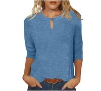 Camicette da donna casual con scollo rotondo a pieghe a maniche corte vestibilità ampia curva buco della serratura anteriore in chiffon camicette magliette, X2-blu scuro, S