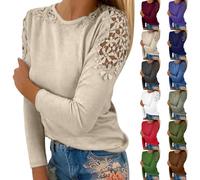 Camicette da donna eleganti casual, top a maniche lunghe per le donne Camicette eleganti alla moda Camicette leggere Tinta unita Top per uscire Camicie alla moda Confortevole girocollo tunica top