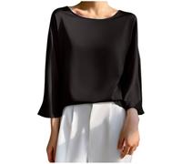 Camicette da donna in raso eleganti eleganti con maniche a 3/4, alla moda, casual, per lavoro, ufficio, lavoro, festa, camicia da donna, camicetta estiva leggera per uscire al top dei tuoi ordini