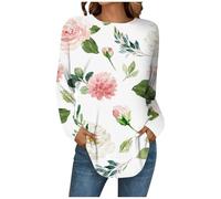 Camicette da donna UK casual primaverile magliette camicie a maniche lunghe con stampa floreale tuniche camicette girocollo felpe basic camicie atletiche camicie estive abiti tunica top da donna UK,