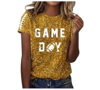 Camicette donna casual t-shirt top grafico a tema cancro al seno mese coscienza donna maglietta girocollo per uso quotidiano confortevole ed elegante, perfetta per l'estate, giallo., XXL