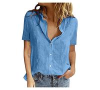 Camicette Donna Curvy Camicie Lino Leggera Camicia Manica Lunga Boho Maglietta Casual Floreale Camice Elegante Fantasia Taglie Forti Tunica Cotone E Lino Vintage Blusa Estiva con Bottoni Scollo a V