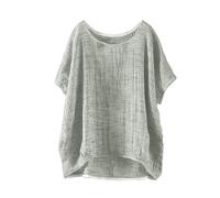 Camicette Donna Curvy Casual Traspirante Oversize Blusa Elegante Estive Girocollo Comodo Camicie in Cotone Fantasia Moda Vintage Maglietta Tinta Unita Vacanza Spiaggia con Bottoni Camicia in Lino