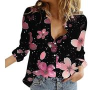 Camicette Donna Curvy Scollo a V Comodo Classica Camicetta Leggero Traspirante Casual Estive Tunica Spiaggia Fantasia Lavoro Top Moda Maniche Lunghe Ufficio Vintage Camicia in Lino