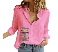 Camicette Donna Elegante Camice Manica Lunga Vintage Blusa Estiva Floreale T Shirt Fantasia Leggera Camicette Lino Casual Boho Top Cotone E Lino Taglie Forti Camicia Curvy con Bottoni Primavera 2025