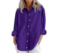 Camicette e camicette da donna di grandi dimensioni - Top da donna in cotone lino camicia giornaliera camicetta 5XL camicetta tinta unita Top largo casual abbigliamento con bottone camicia loungewear