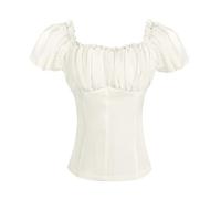 Camicette e camicette da donna, top in lino chic ed elegante, camicia medievale a maniche corte, alla moda, camicetta comfort e sexy, camicia pirata rinascimentale vintage stile vittoriano per feste