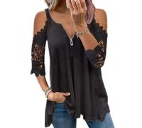 Camicette estive da donna Camicette sexy con scollo a V Camicette a maniche corte Camicetta di pizzo con scollo a canotta Canotta in maglia con maniche in pizzo per le casual in pizzo Camicie larghe