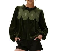 Camicette in Velluto da Donna Tops Curvy Eleganti Camicie a Maniche Lunghe Girocollo Autunno Primavera Pullover in Velour Velluto Leggera E Comoda Camicetta Casual alla Moda Slim Fit Tinta Unita