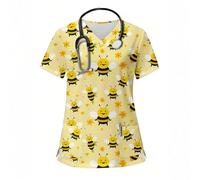 Camici da Infermiera con Animali dei Cartoni Animati, Camice da Donna, Uniforme da Infermiera, Scollo a V, Tasche, Uniformi mediche, Uniformi da Donna(Color6,L)