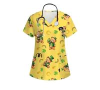 Camici da Infermiera con Animali dei Cartoni Animati, Camice da Donna, Uniforme da Infermiera, Scollo a V, Tasche, Uniformi mediche, Uniformi da Donna(Color4,M)