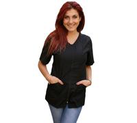 Camici da Lavoro Donna con Zip,Casacca,a Scelta tra 4 Colori, Estetista,parrucchiera, MAESTRA Asilo,Alimentari (Nero, XXL)