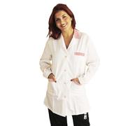 Camici da lavoro Donna,Maestra d'Asilo, Casacca da Lavoro Donna, Colf,laboratorio, Manica Lunga,Made in Italy (Bianco profilo rigo rosso, S)
