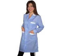 Camici da Lavoro Donna Manica Lunga Imprese di Pulizia Operaia Domestica Cameriera AI Piani Colf (Quadretto Azzurro, XXL)