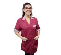 Camici da Lavoro Donna Pulizie, Grembiule Maestra Asilo, Casacca Sanitaria, Domestica,colf (IT, Testo, XL, Regular, Regular, Bordeaux)