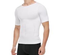 Camicia a compressione da uomo, canottiera snellente, per allenamento, addominali, addome, snellente, modellante, bianco, XL
