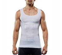 Camicia a compressione da uomo modellante, dimagrante, canottiera contenitiva per il controllo dell'addome, abbigliamento modellante (bianco, M)