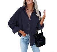 Camicia a coste da donna 90% poliestere 10% elastan elasticizzato (blu 2XL)