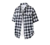 Camicia a maniche corte da uomo, a quadretti, a maniche corte, comoda e alla moda, per il tempo libero, casual, basic, sciancrata, leggera, estiva, vintage, a quadri, con tasca sul petto, camicia